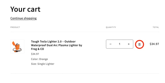 Survival Frog - Remove Item from Cart